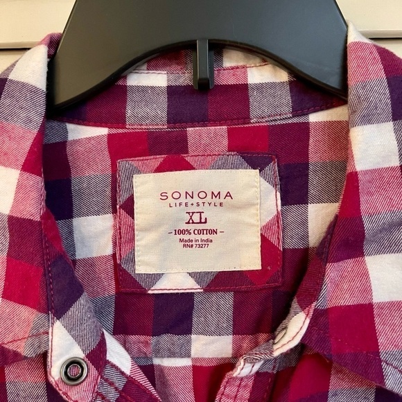 SONOMA, LONG SLEEVE, SNAP BUTTON SHIRT. 100% COTTON. SIZE XL. - Picture 4 of 4